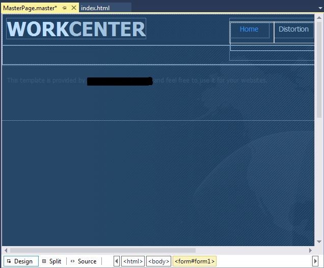 Master Page Design View